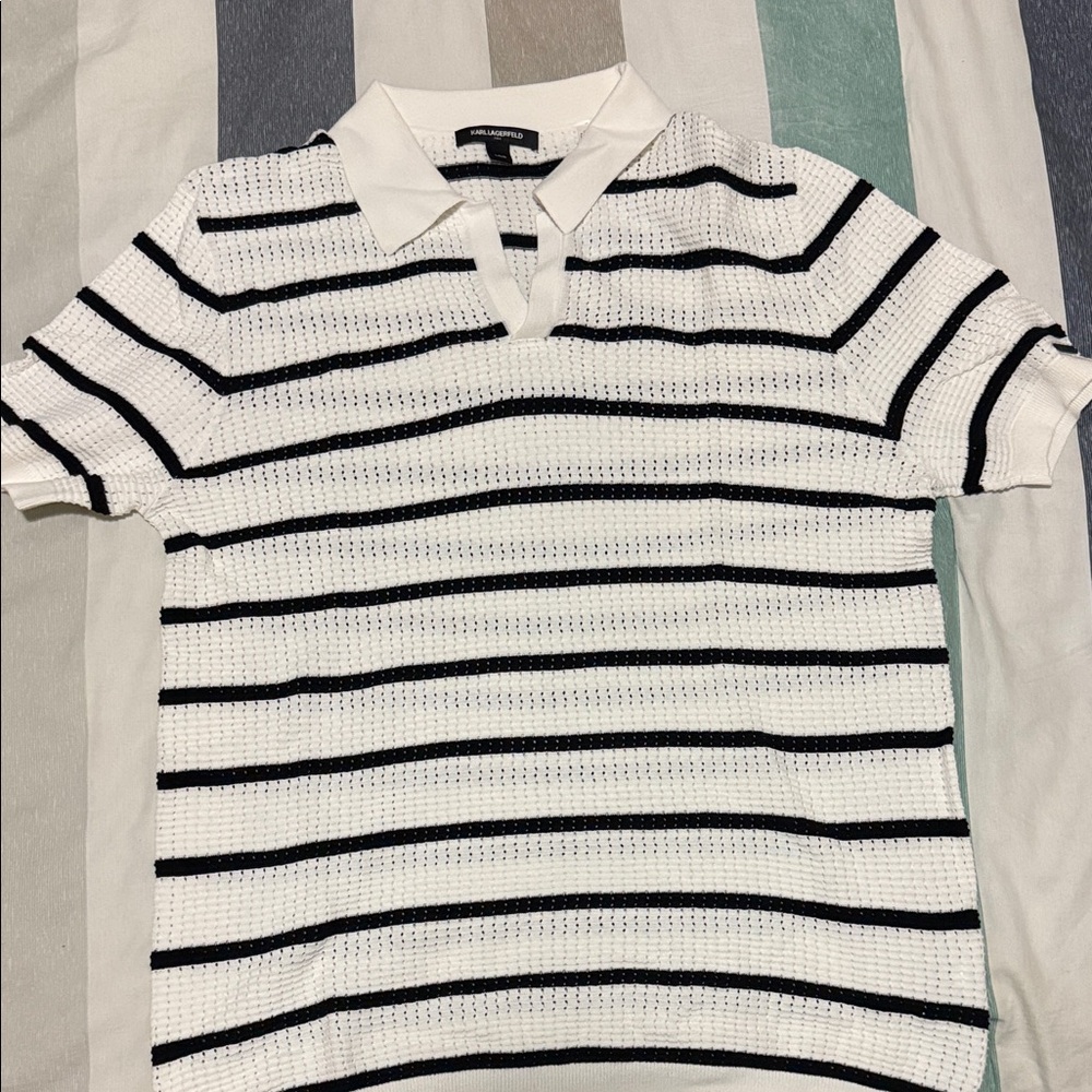 White and Black Striped Karl Lagerfield Shirt